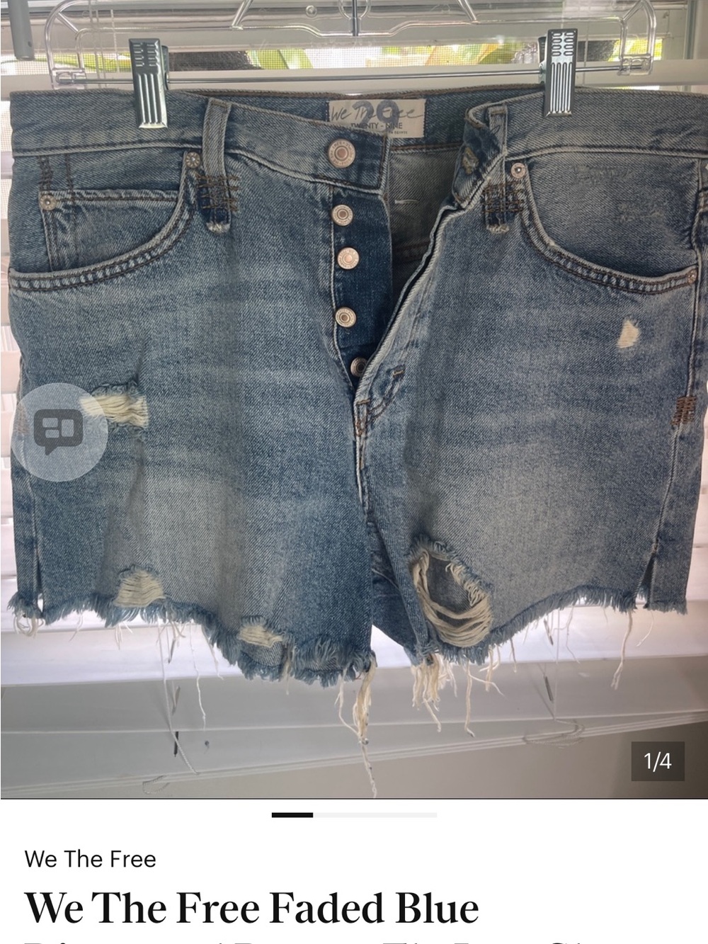 We The Free Light Blue Faded Denim Shorts
